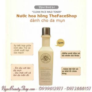 Nước Hoa Hồng Trị Mụn The Face Shop Clean Face Mild Toner 130ml